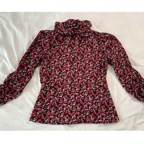 Zara Tops - Zara Rose Pattern long sleeve Blouse SZ Med
